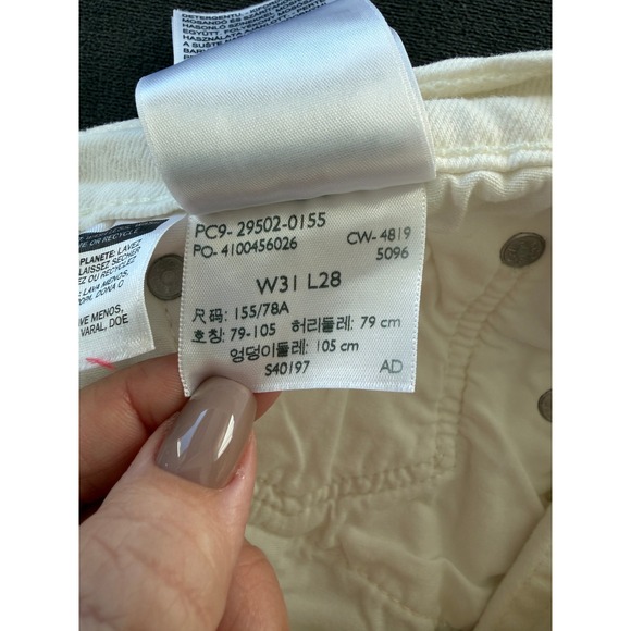 Levis 501 Straight Leg Jeans Mens 31x26 White Raw Hem Grunge Vintage Denim - Picture 7 of 11